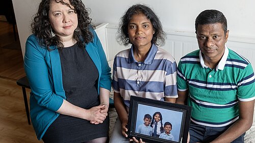Victoria Collins with concerned family